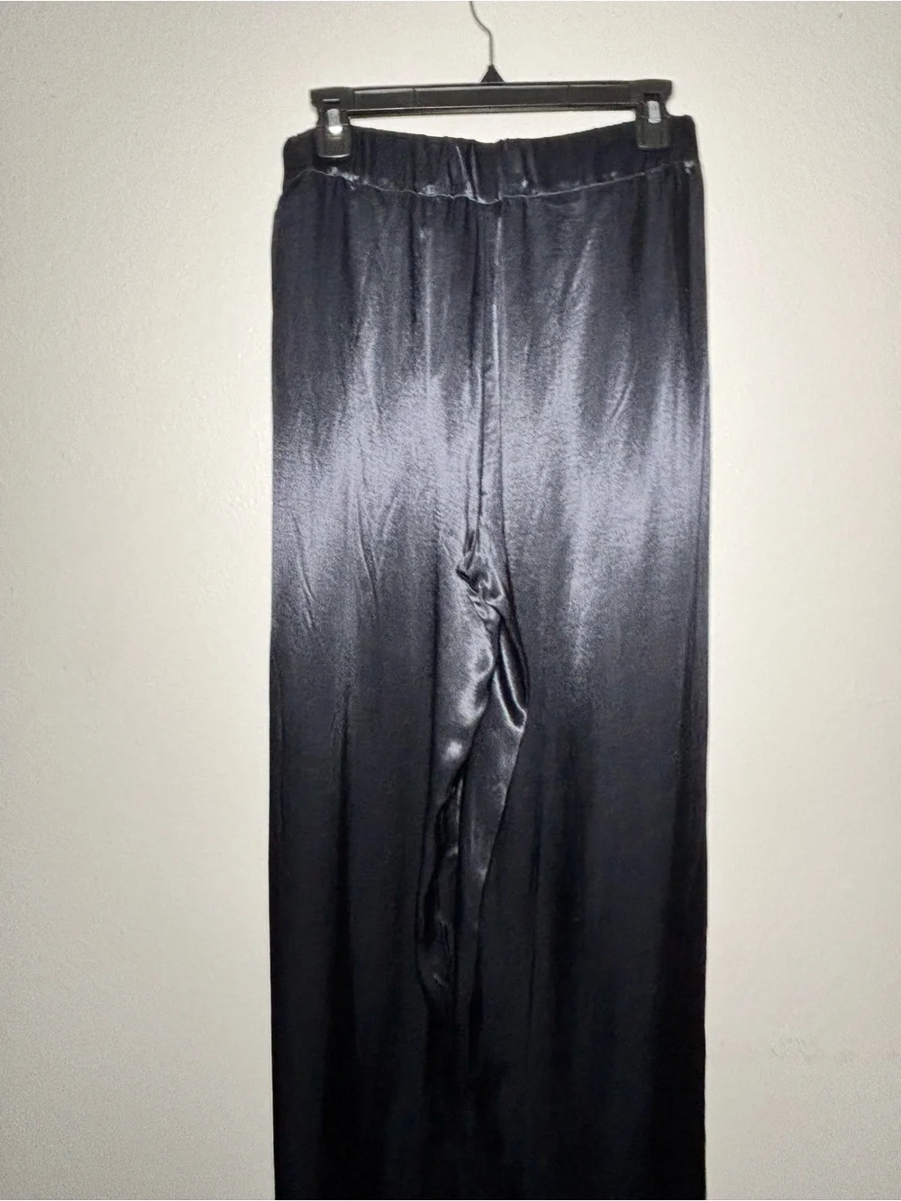 Free People Black Satin Wide-Leg Dress Pants